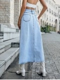 Raw Hem Denim Skirt