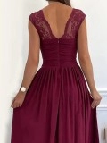 Red lace patchwork dress
