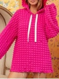 Rose Bubble Textured Waffle Hoodie