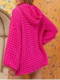 Rose Bubble Textured Waffle Hoodie