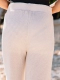 Sand color knitted wide pants