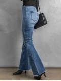 Solid color classic ripped knee jeans