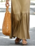 Solid color large hem suspender dress