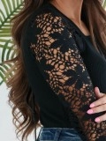 Women's lace sleeve slim knit sweater