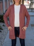 Spliced Rib Pocket Split Knitted Cardigan