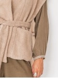 V-neck bubble sleeve blouse