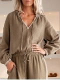 V-neck bubble sleeve blouse