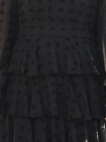 V-neck layered ruffled loose fitting dress