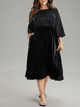 patchwork plus-size women's dress dress
