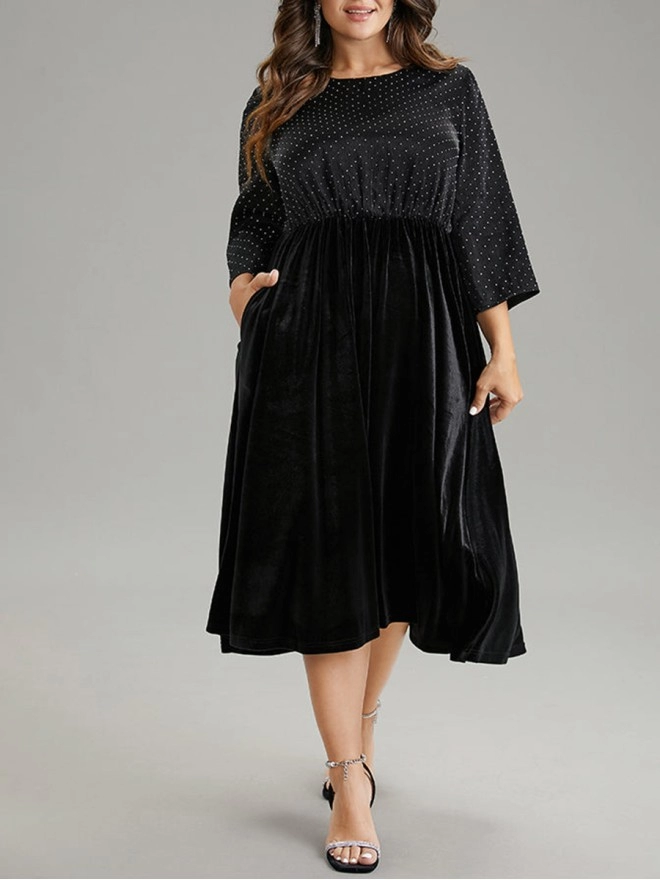 patchwork plus-size women's dress dress