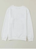 White Merry And Bright Cable Knit Pullover Sweatshirt