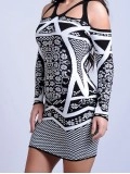 Women Casual Elegant Print Sweater Dress