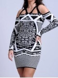 Women Casual Elegant Print Sweater Dress