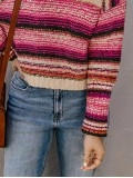 Women's casual striped crew neck sweater