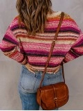 Women's casual striped crew neck sweater