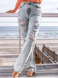 Women's casual washed ripped jeans