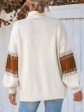 Women's color block striped turtleneck sweater