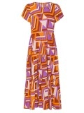 Women's crew-neck pullover short sleeve holiday print dress