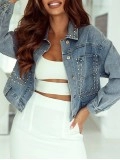 Women's denim beaded short jacket