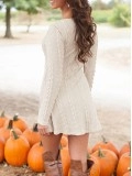 Women's Dresses Round Neck Long Sleeve Sweater Mini Dress