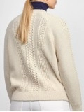 Women's gray white woven wool sweater