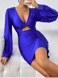 Women's hollowed out long sleeved dress