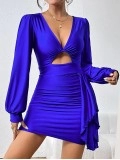 Women's hollowed out long sleeved dress