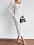 Women's hollowed out slim knit dress