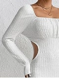 Women's hollowed out slim knit dress