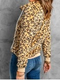 Women's leopard print drawstring long sleeve sweatshirt