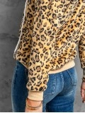 Women's leopard print drawstring long sleeve sweatshirt