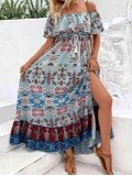 Women's Off Shoulder Split Holiday Dress