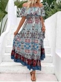 Women's Off Shoulder Split Holiday Dress