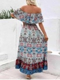 Women's Off Shoulder Split Holiday Dress