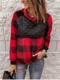 Women's plaid patchwork long sleeve sweatshirt