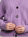 Women's purple braided cardigan