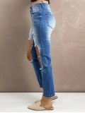 Women's ripped gradient jeans
