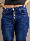 Women's ripped slim fit button jeans