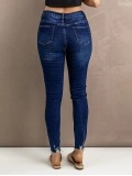 Women's ripped slim fit button jeans