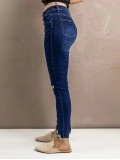 Women's ripped slim fit button jeans