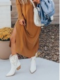 Women's Solid Color Split Long Dress