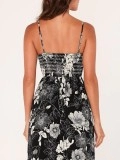 Women's suspender printed dress