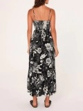 Women's suspender printed dress