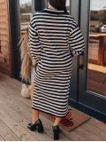 Women's Tweed Striped Knit Long Dress