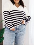 Women's V-neck striped sweater