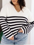 Women's V-neck striped sweater