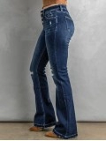 Women's Versatile Button Flared Jeans
