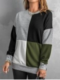 Women's versatile color block crew neck sweatshirt