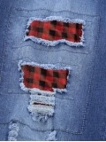 Women's vintage plaid patchwork jeans