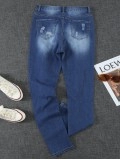Women's vintage plaid patchwork jeans